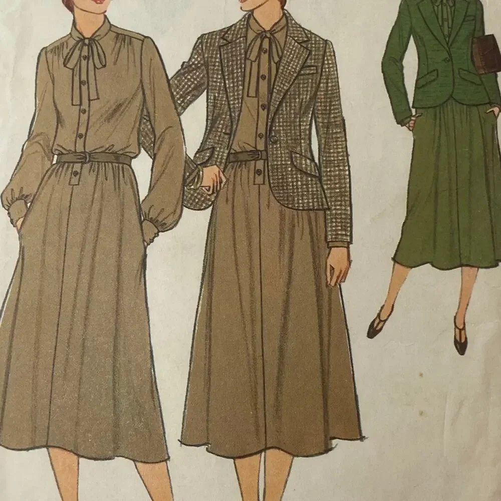 Vtg Jacket Dress Pattern Miss 10 Simplicity 8788 Long Lined Classic Minimalist